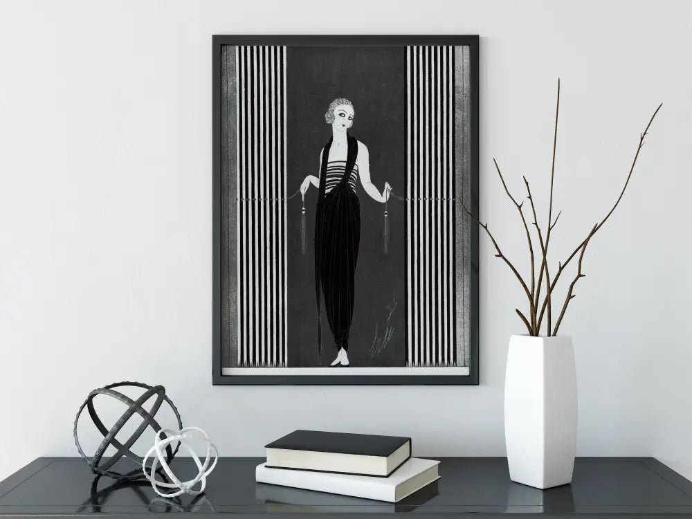 Fashion Magazine Flapper Print Black and White Wall Art by My Store