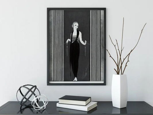 Fashion Magazine Flapper Print Black and White Wall Art by My Store