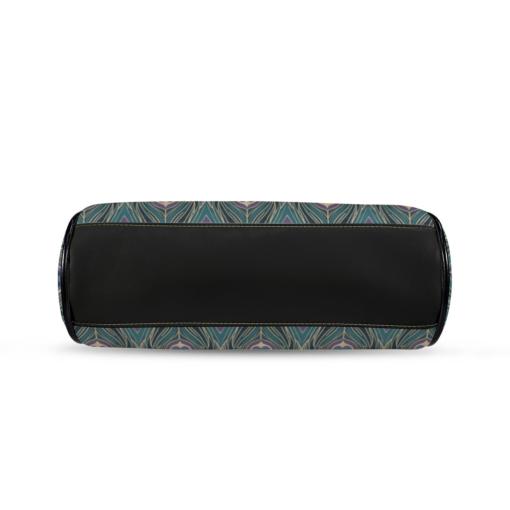 Art Deco Peacock Feather Kisslock Handbag – Teal Vintage Purse