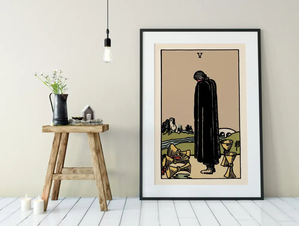Five of Cups Tarot Card Print Poster Unframed No Frame Art Wall Decor for Spiritual Spaces by My Store