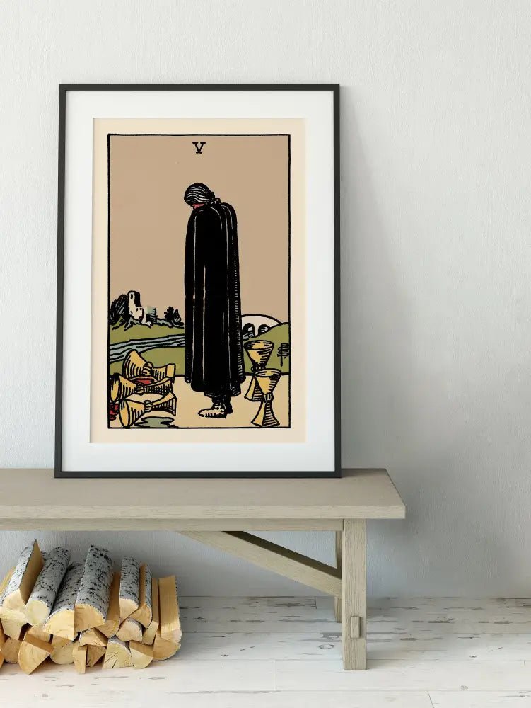 Five of Cups Tarot Card Print Poster Unframed No Frame Art Wall Decor for Spiritual Spaces by My Store