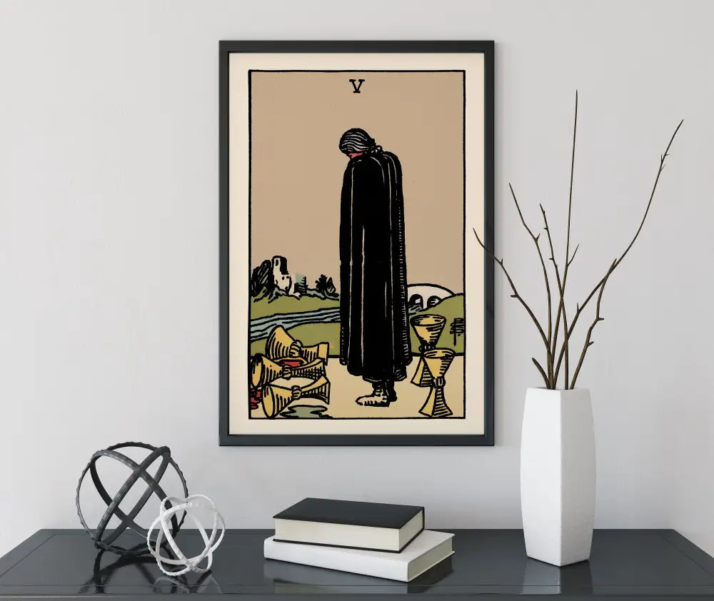 Five of Cups Tarot Card Print Poster Unframed No Frame Art Wall Decor for Spiritual Spaces by My Store