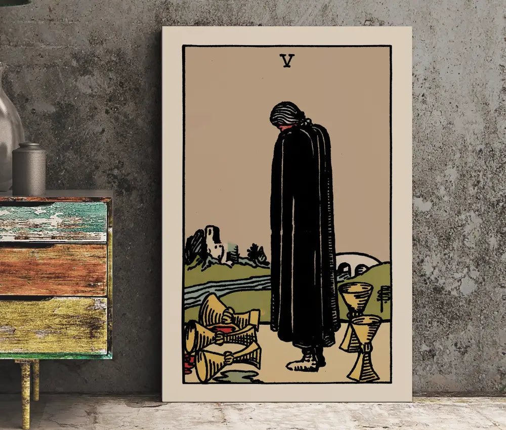 Five of Cups Tarot Card Print Poster Unframed No Frame Art Wall Decor for Spiritual Spaces by My Store