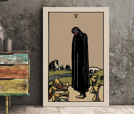 Five of Cups Tarot Card Print Poster Unframed No Frame Art Wall Decor for Spiritual Spaces by My Store
