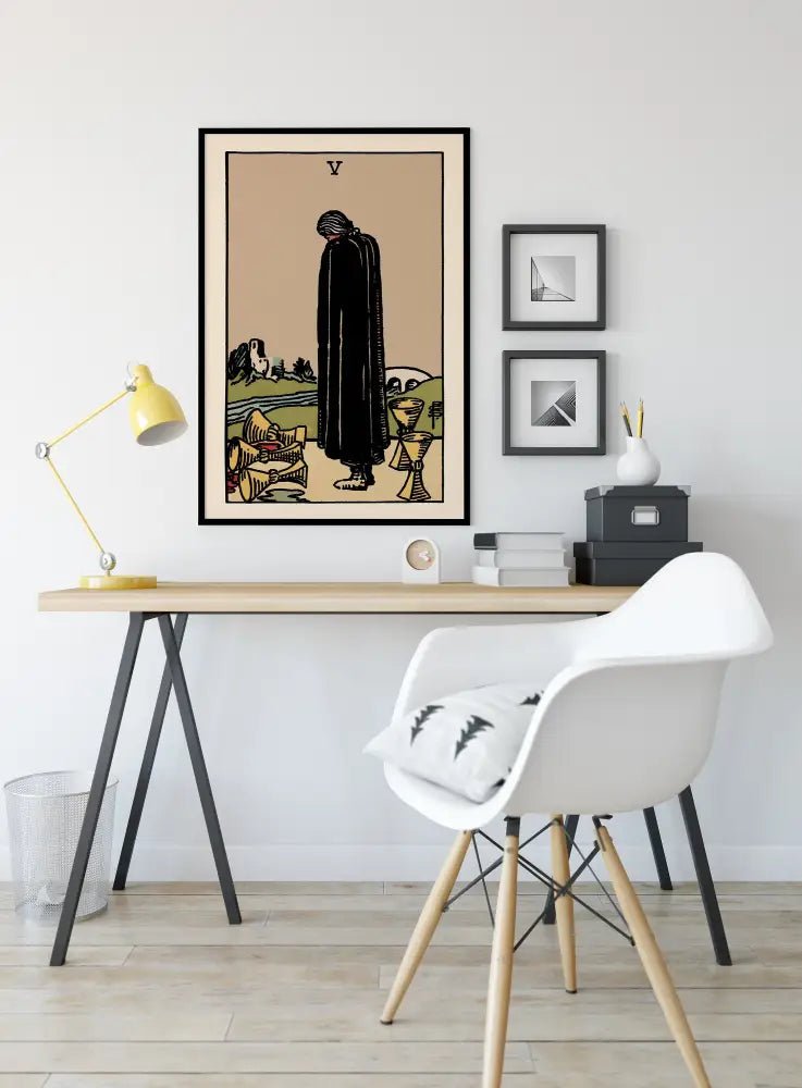 Five of Cups Tarot Card Print Poster Unframed No Frame Art Wall Decor for Spiritual Spaces by My Store