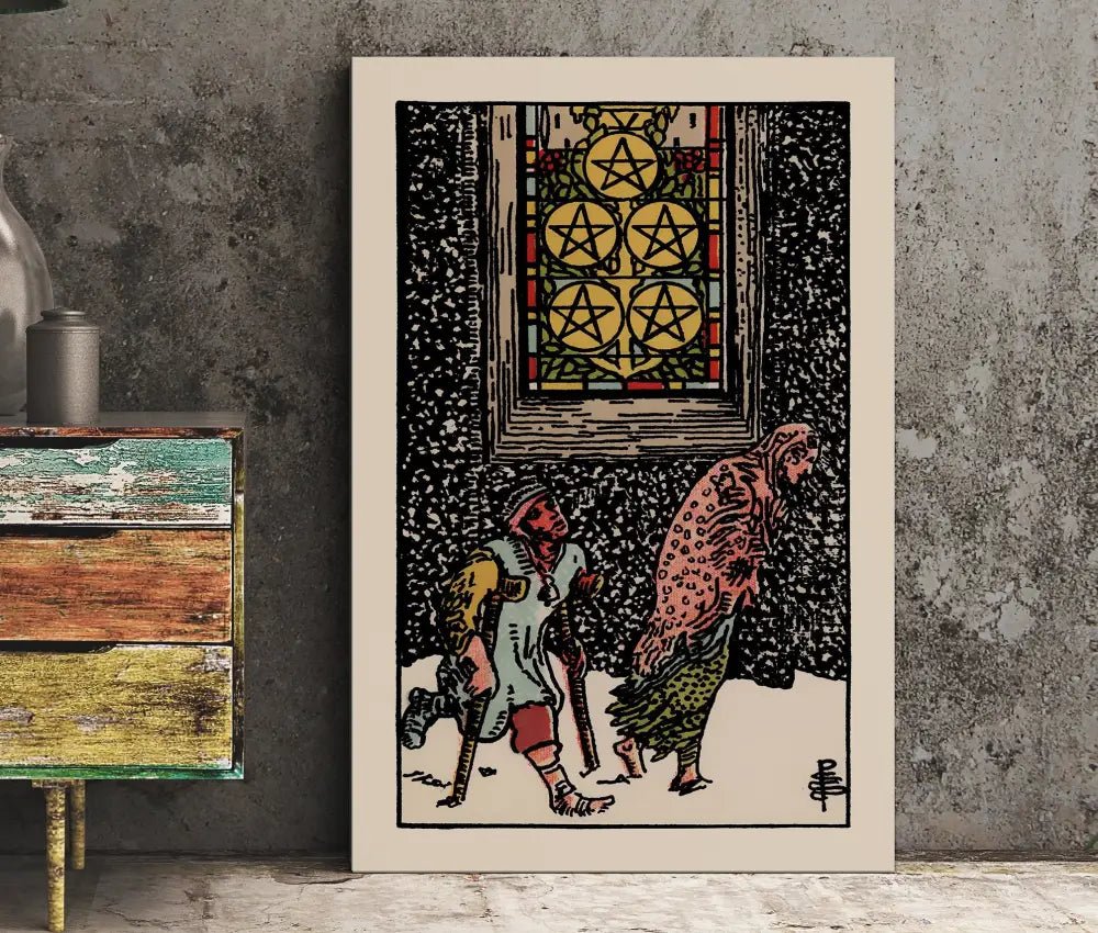 Five Of Pentacles Tarot Card Poster by My Store