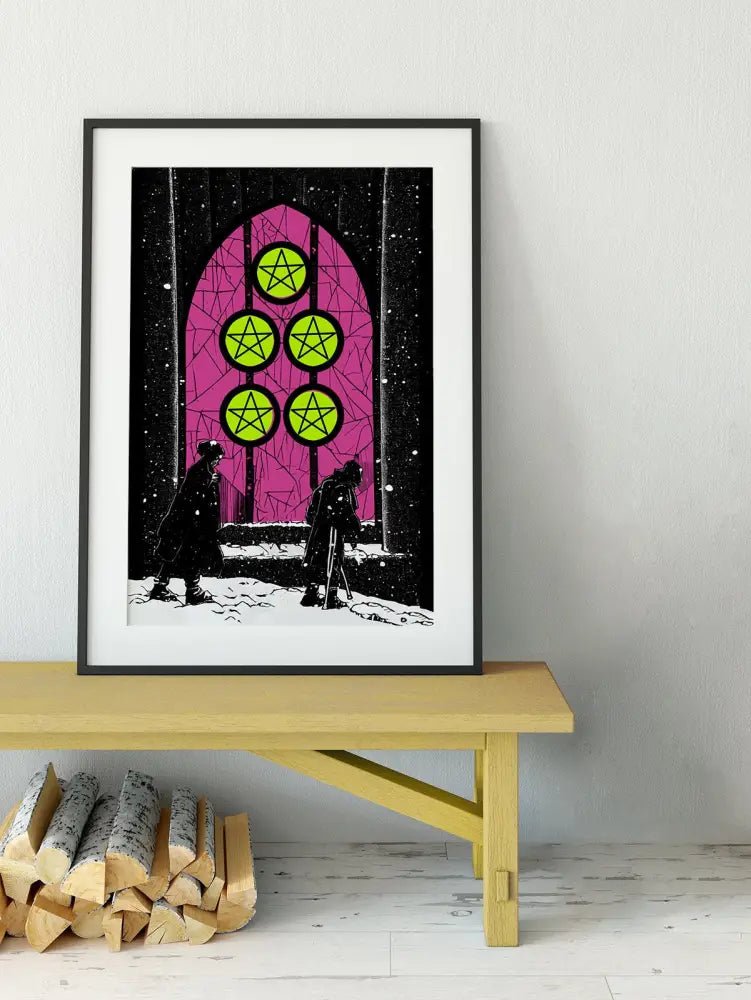 Five Of Pentacles Tarot Card Print By Green Menagerie Tarot Kickstarter Edition Poster by My Store