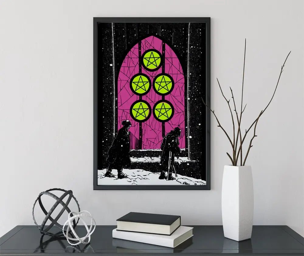 Five Of Pentacles Tarot Card Print By Green Menagerie Tarot Kickstarter Edition Poster by My Store