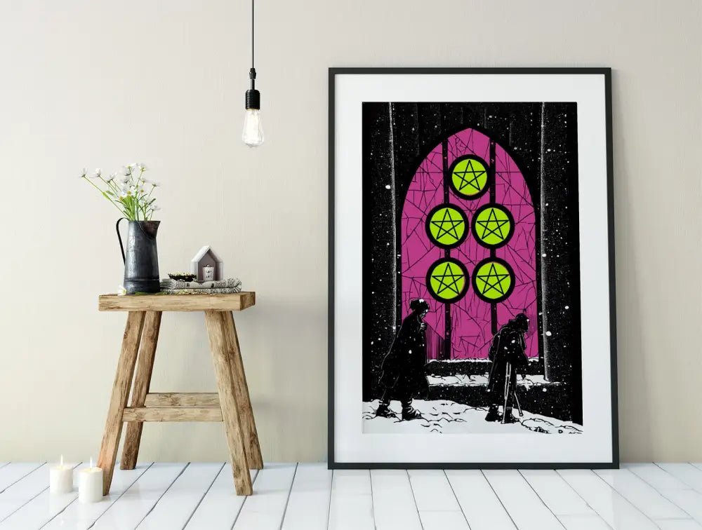 Five Of Pentacles Tarot Card Print By Green Menagerie Tarot Kickstarter Edition Poster by My Store