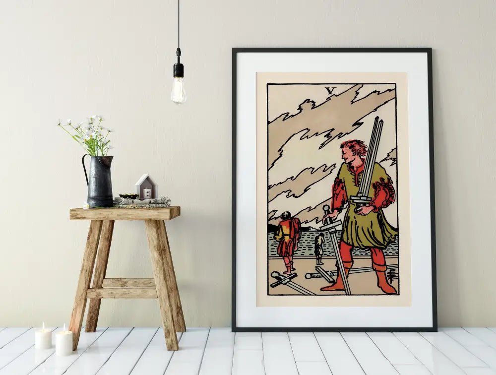 Five of Swords Tarot Card Print Poster No Frame Elegant Tarot Art for Wall Decor by My Store