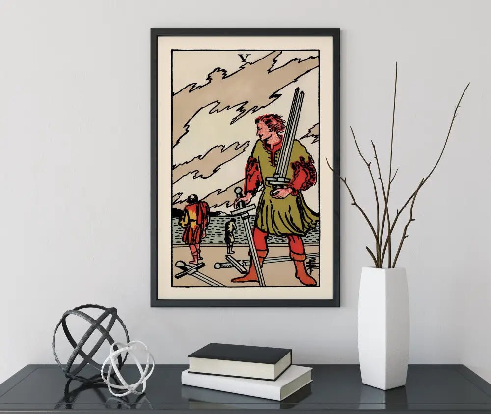 Five of Swords Tarot Card Print Poster No Frame Elegant Tarot Art for Wall Decor by My Store