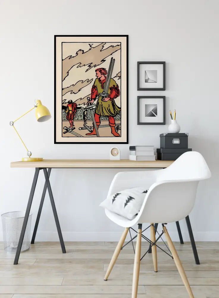 Five of Swords Tarot Card Print Poster No Frame Elegant Tarot Art for Wall Decor by My Store