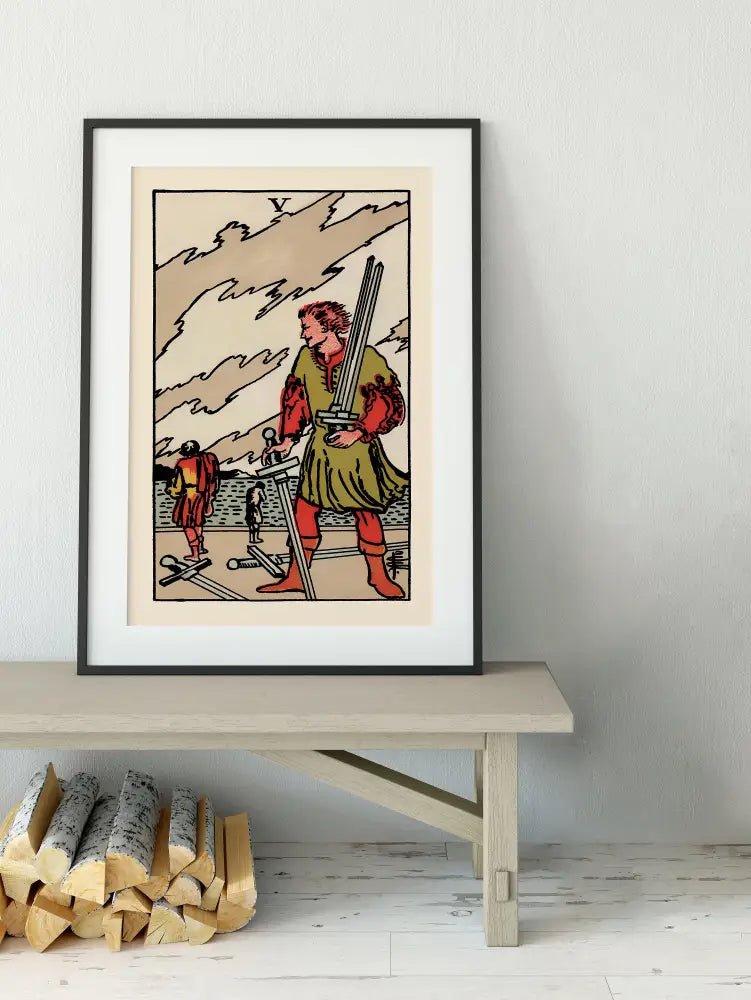 Five of Swords Tarot Card Print Poster No Frame Elegant Tarot Art for Wall Decor by My Store