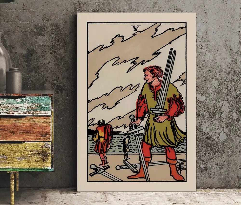 Five of Swords Tarot Card Print Poster No Frame Elegant Tarot Art for Wall Decor by My Store