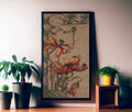 Floral Art Nouveau Print Bohemian Long Poster In Rich Red And Beige Hues For Elegant Wall Decor by My Store