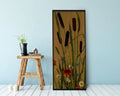 Floral Art Nouveau Print Long Poster Bohemian Red Beige by DesignBohemian
