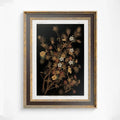 Floral Japanese Print Moody Art Nouveau Beige Gold Wall Art Large Premium Archival Quality by My Store