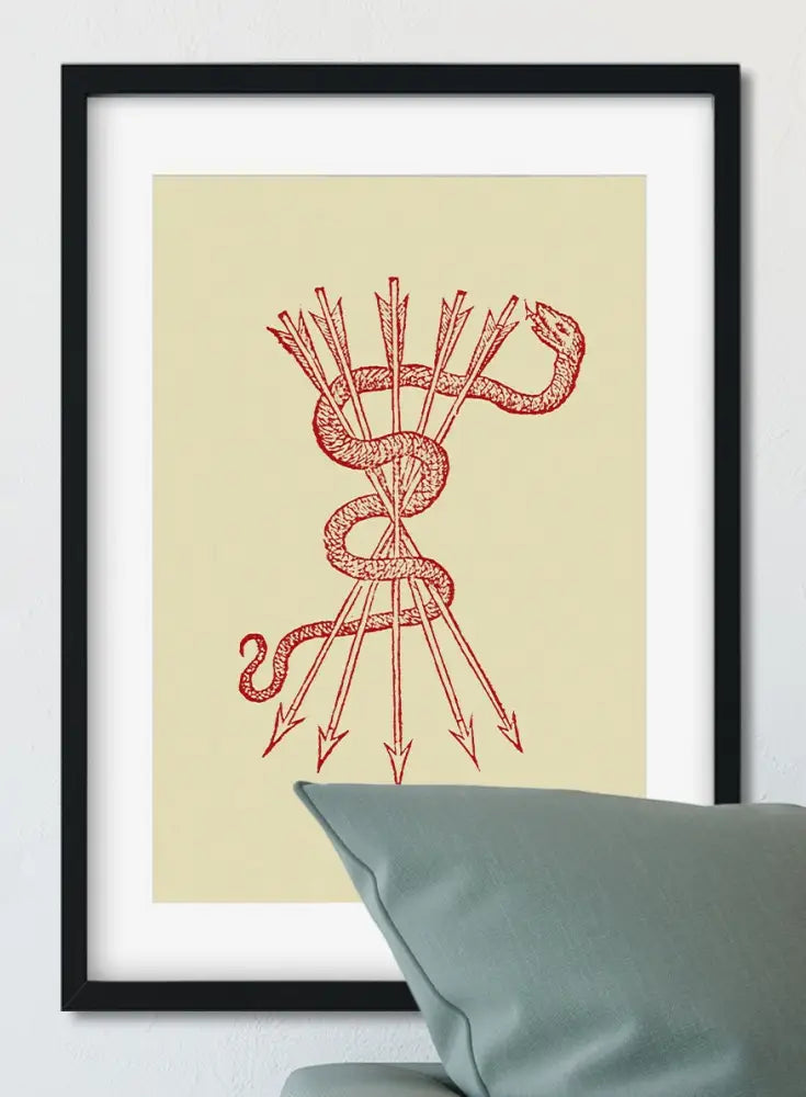 Four Minimalist French Emblems Caduceus Porcupine And Crown By Claude Paradin From Historic Devises Heroiques Edition by My Store