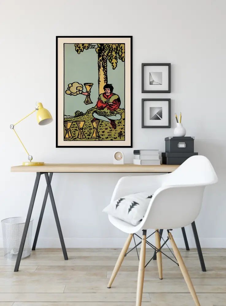 Four Of Cups Tarot Card Print Unframed Poster Wall Art For Tarot Enthusiasts And Collectors by My Store