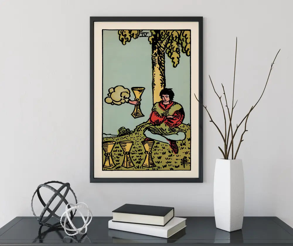Four Of Cups Tarot Card Print Unframed Poster Wall Art For Tarot Enthusiasts And Collectors by My Store