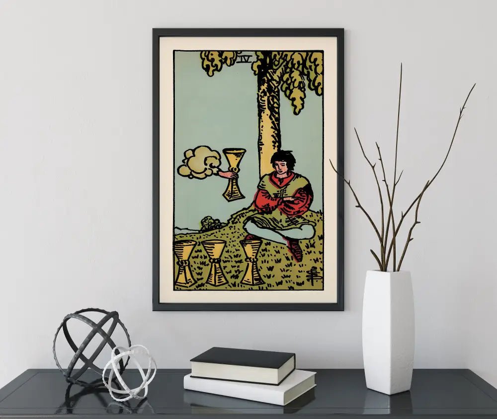 Four Of Cups Tarot Card Print Unframed Poster Wall Art For Tarot Enthusiasts And Collectors by My Store