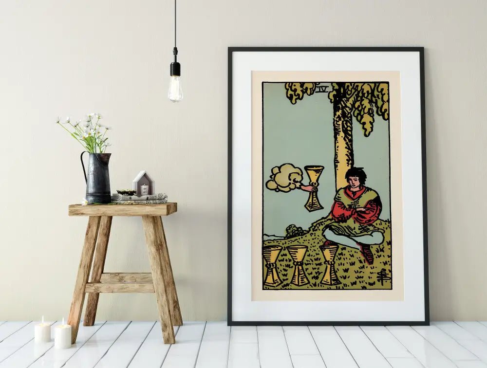 Four Of Cups Tarot Card Print Unframed Poster Wall Art For Tarot Enthusiasts And Collectors by My Store