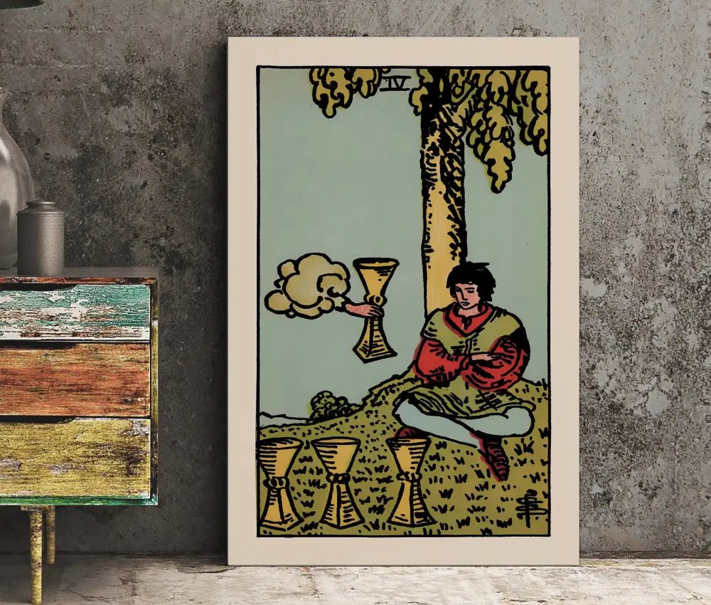 Four Of Cups Tarot Card Print Unframed Poster Wall Art For Tarot Enthusiasts And Collectors by My Store