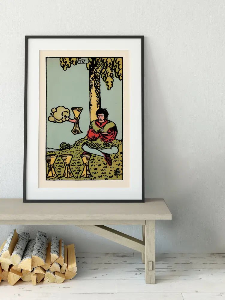 Four Of Cups Tarot Card Print Unframed Poster Wall Art For Tarot Enthusiasts And Collectors by My Store