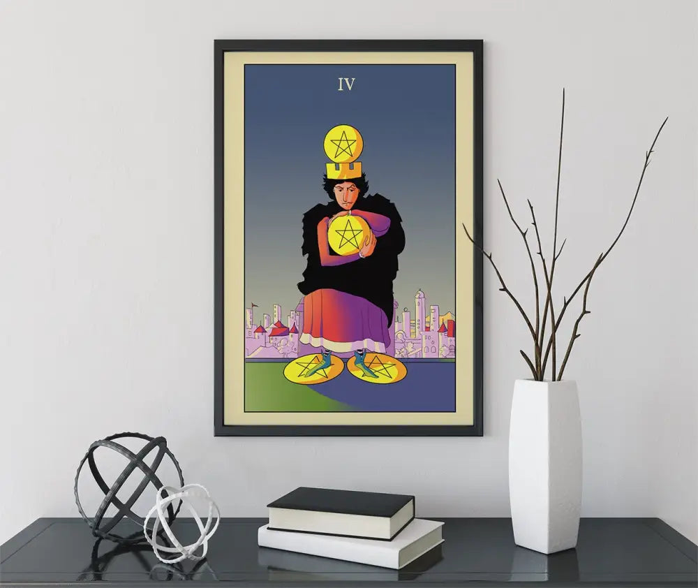 Four of Pentacles Tarot Card Print by Green Menagerie by My Store