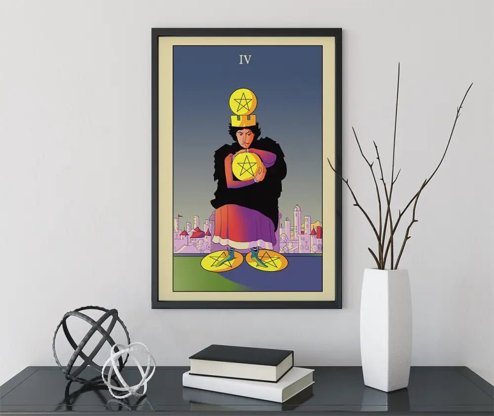 Four of Pentacles Tarot Card Print by Green Menagerie by My Store