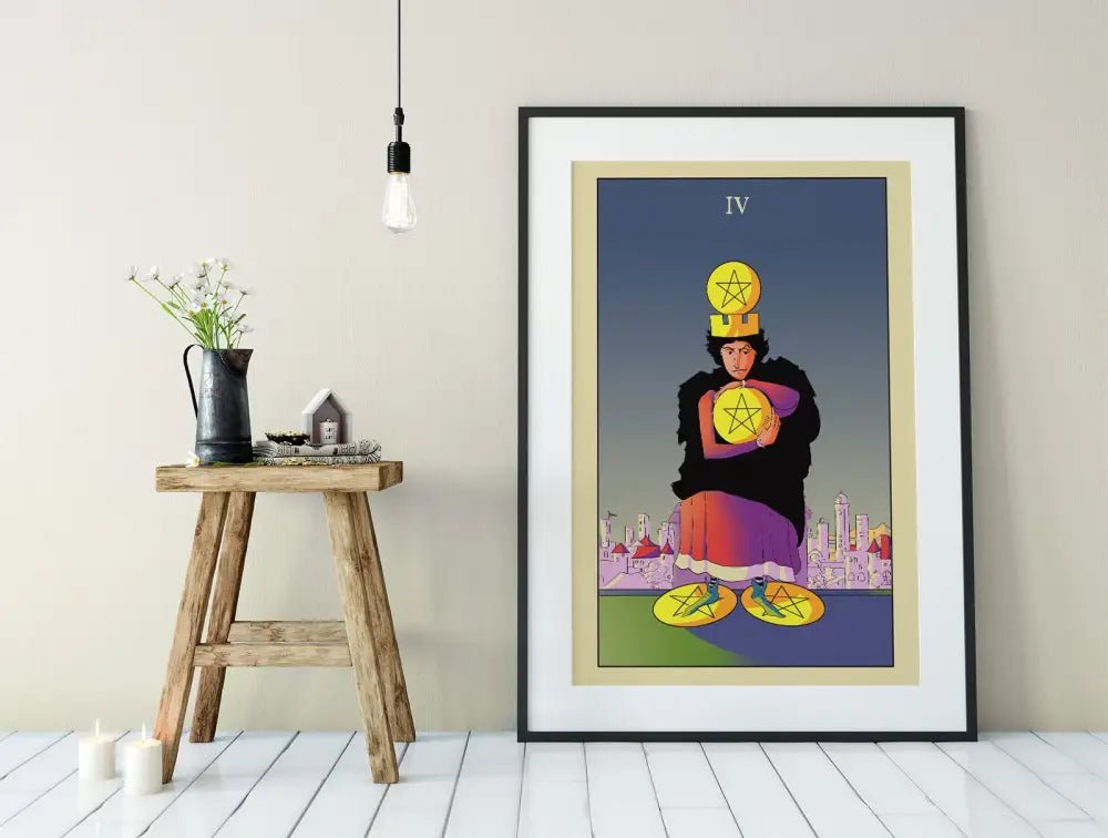 Four of Pentacles Tarot Card Print by Green Menagerie by My Store