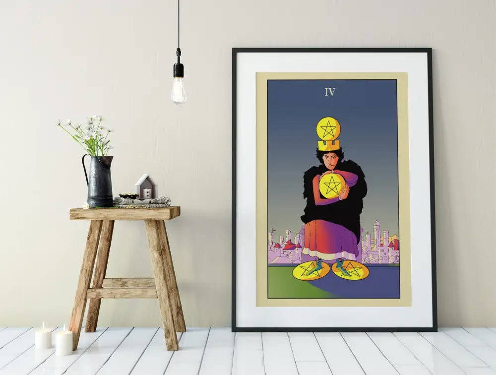 Four of Pentacles Tarot Card Print by Green Menagerie by My Store