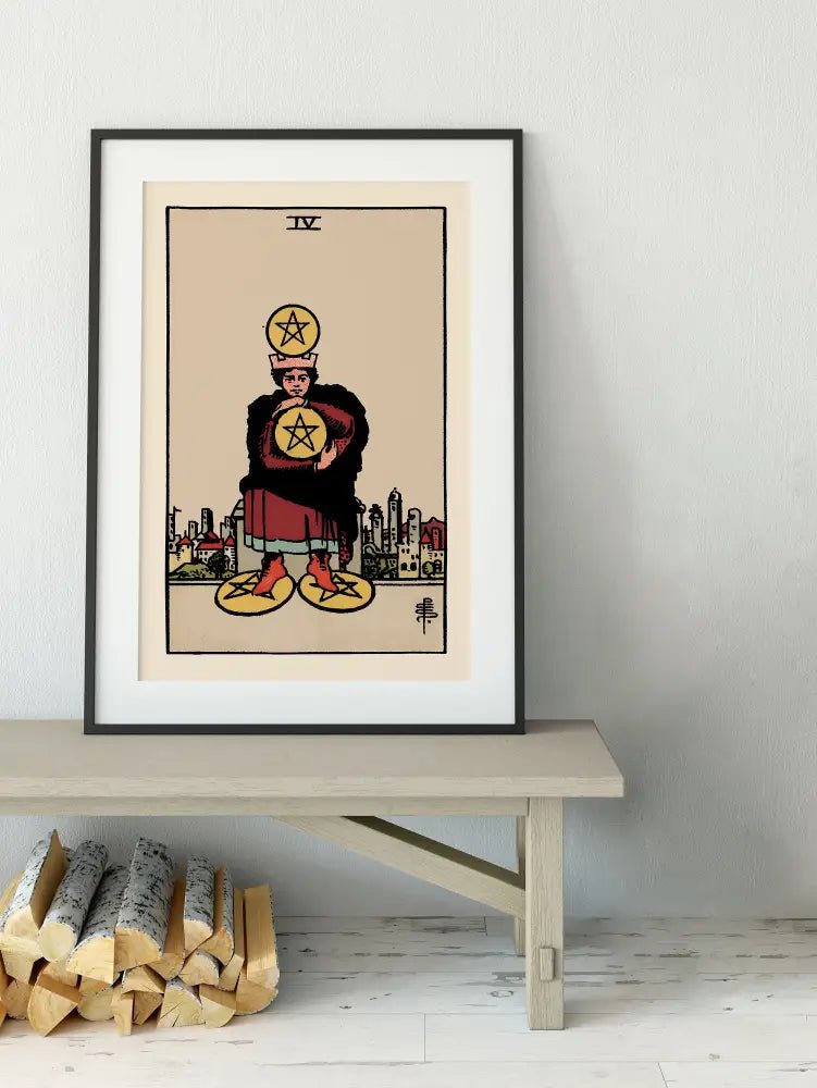 Four Of Pentacles Tarot Card Print No Frame Poster Wall Art For Home Decor Unframed Premium by My Store