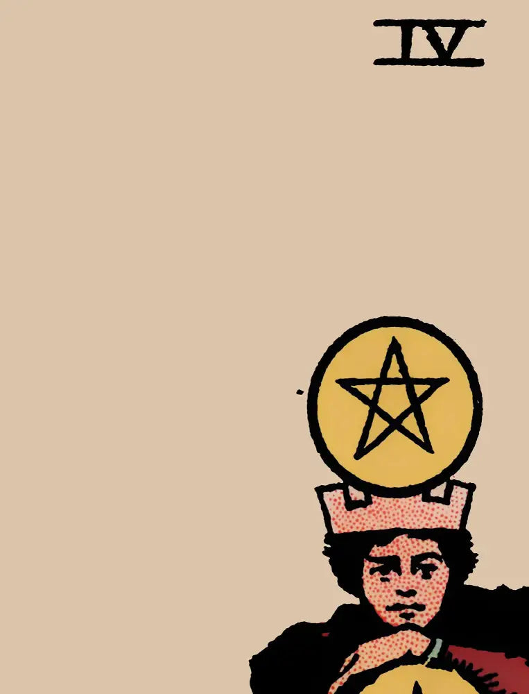 Four Of Pentacles Tarot Card Print No Frame Poster Wall Art For Home Decor Unframed Premium by My Store