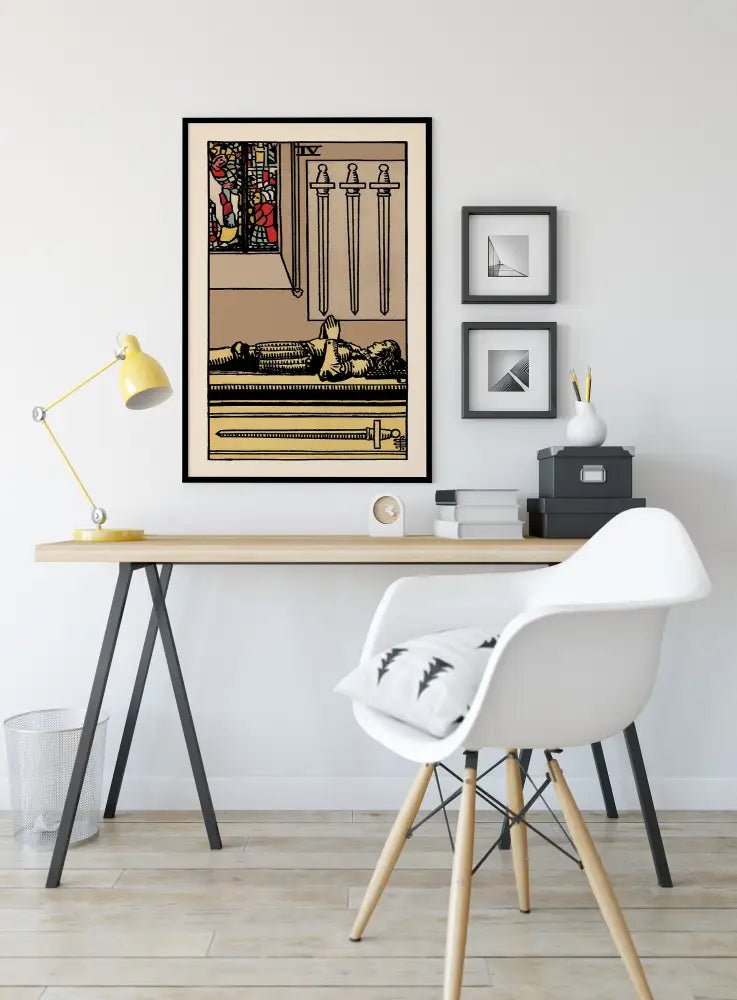 Four of Swords Tarot Card Print No Frame Poster by My Store