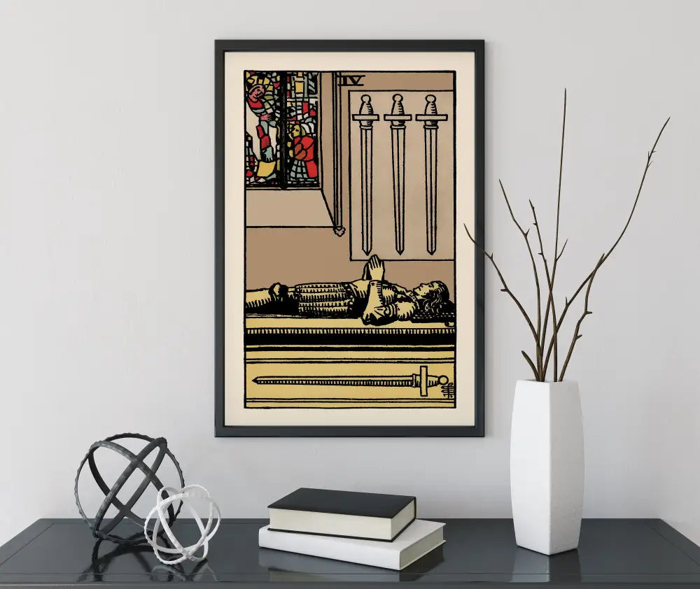 Four of Swords Tarot Card Print No Frame Poster by My Store