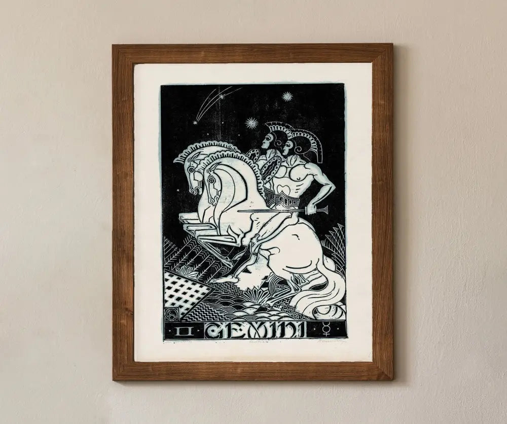 Gemini Astrological Sign Poster Mid Century Modern Vintage Zodiac Print For Home Decor by My Store
