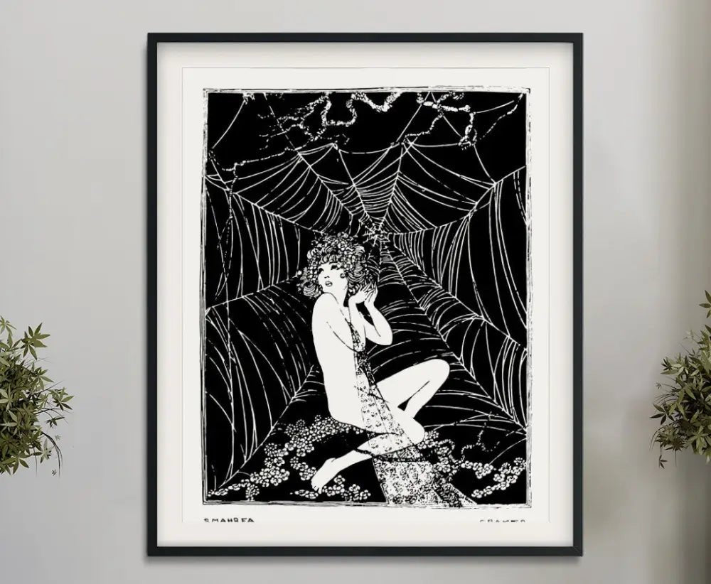 Girl Caught In Spiderweb Poster No Frame Unique Wall Art For Modern Living Rooms And Offices Decor by My Store