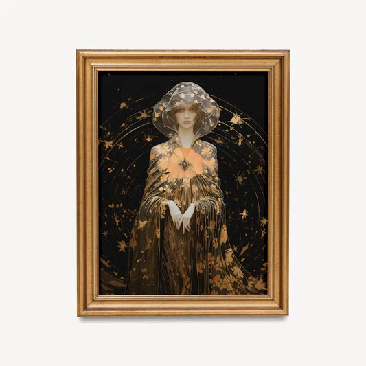 Goddess Lilith Black And Gold Print Dark Goddess Art For Wall Decor Elegant Pagan Home Accent by My Store