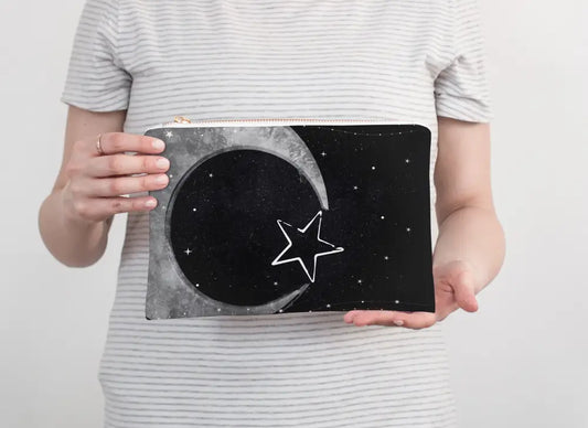 Gothic Moon and Stars Pouch: Wiccan Tarot Bag by DesignBohemian
