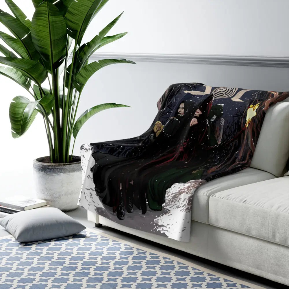 Gothic Witchcraft Sherpa Fleece Blanket | Cozy Gift for Halloween, Home Decor, Supernatural Vibe, Witchy Aesthetic, Winter Essentials - DesignBohemian