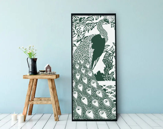 Green Peacock Print Poster Art Nouveau Bohemian Decor by My Store