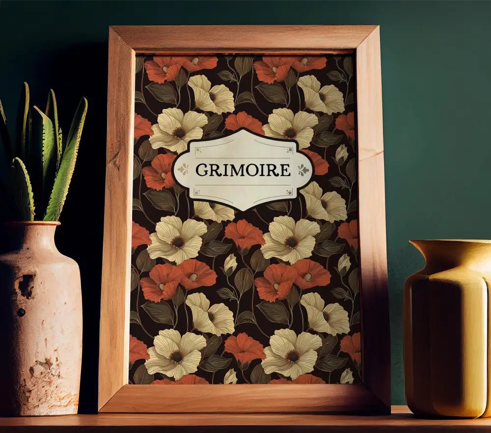 Grimoire Book Cover Print Book of Shadows Poster No Frame Mystic Witch Decor Wall Art for Sorcerers by My Store