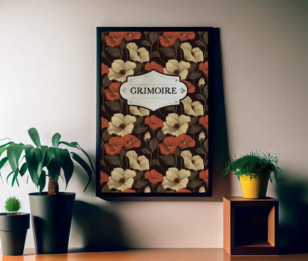 Grimoire Book Cover Print Book of Shadows Poster No Frame Mystic Witch Decor Wall Art for Sorcerers by My Store