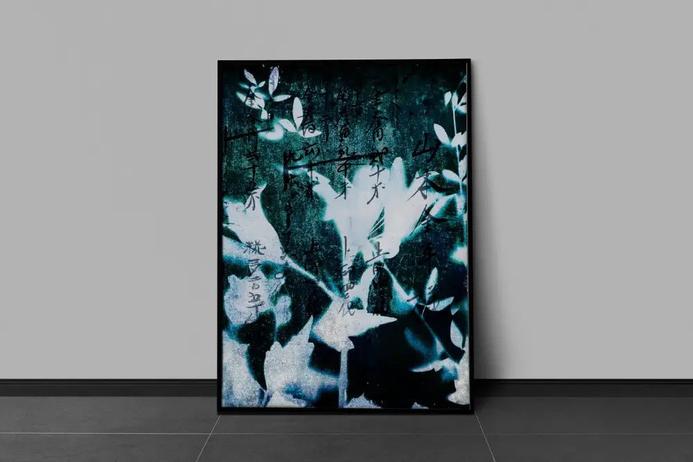 Grunge Botanical Print Cyanotype Blue Green Gothic Decor by My Store