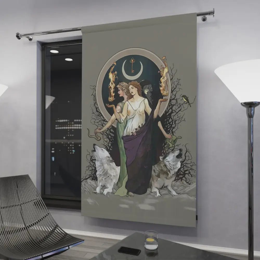 Hecate Moon Goddess - Curtain - Purple Dress Door Panel - Moon Alchemy Design Bohemian Art by DesignBohemian