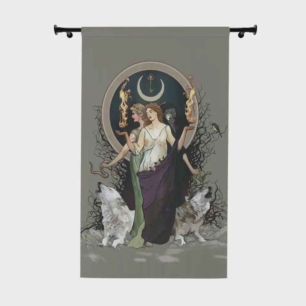 Hecate Moon Goddess - Curtain - Purple Dress Door Panel - Moon Alchemy Design Bohemian Art by DesignBohemian
