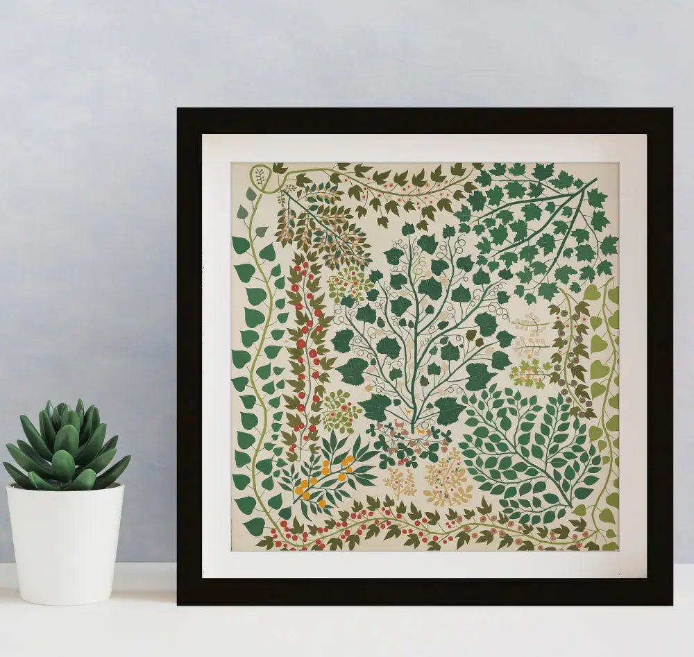 Herbs Painting Print Green And Beige Mandala Square Art Botanical Wall Decor Giclee Print On Premium Archival Paper by My Store