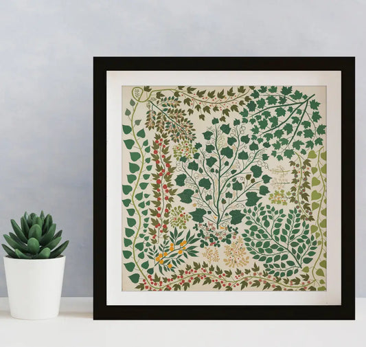 Herbs Painting Print Green And Beige Mandala Square Art Botanical Wall Decor Giclee Print On Premium Archival Paper by My Store