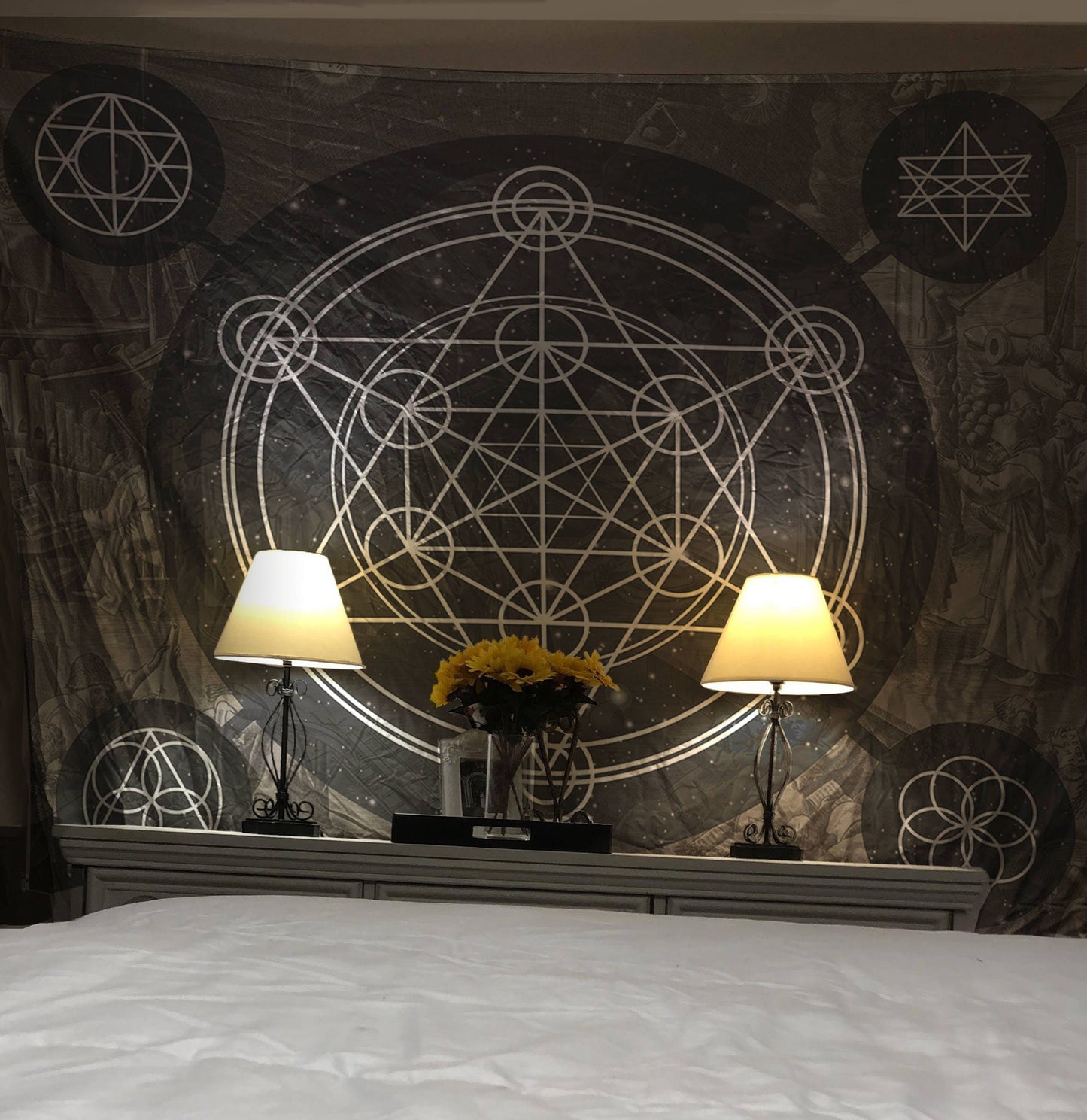 Sacred Geometry Tapestry Geometric Tapestry Wall Hanging by DesignBohemian